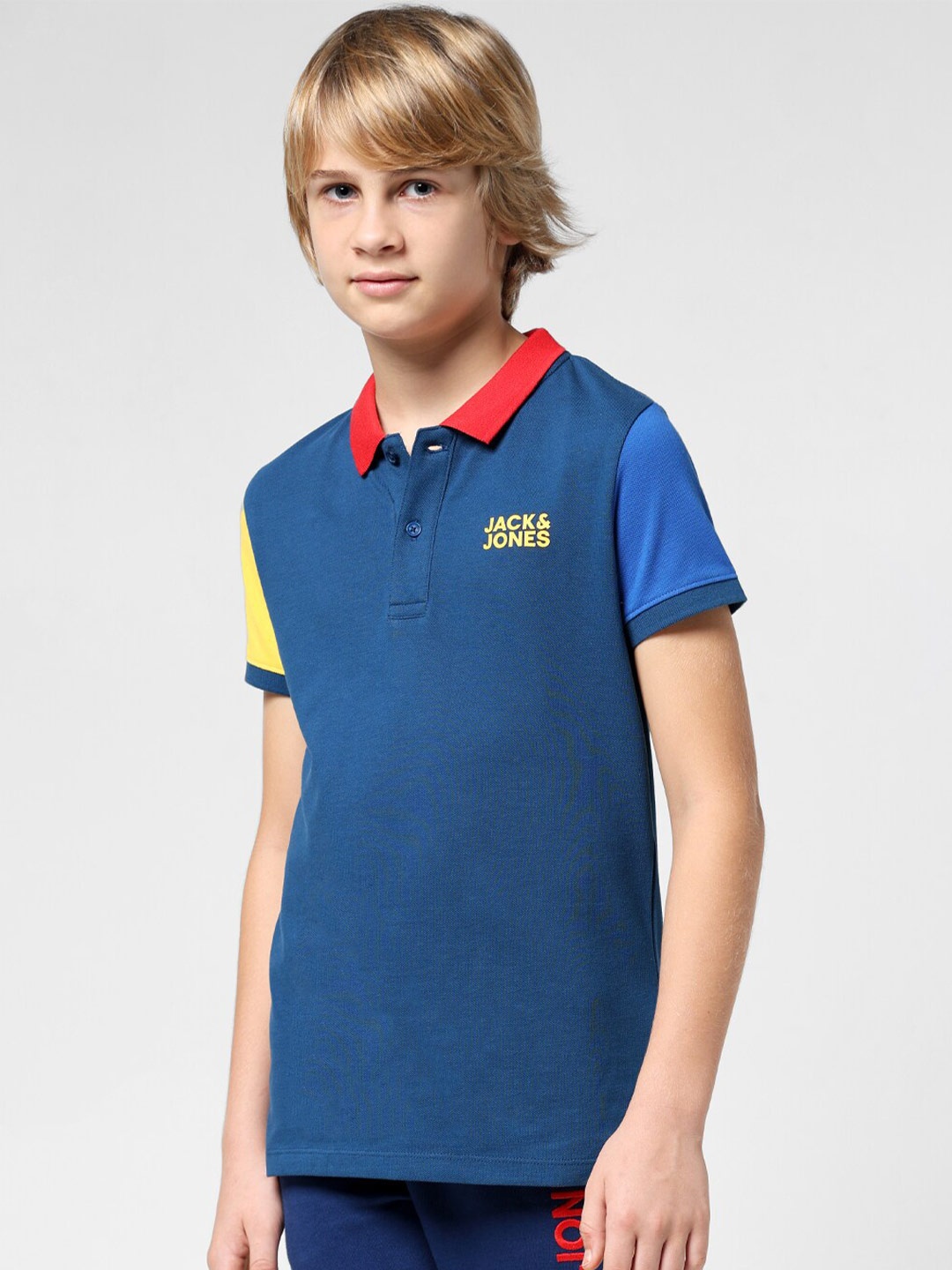 

Jack & Jones Junior Boys Polo Collar Pure Cotton Slim Fit T-shirt, Blue