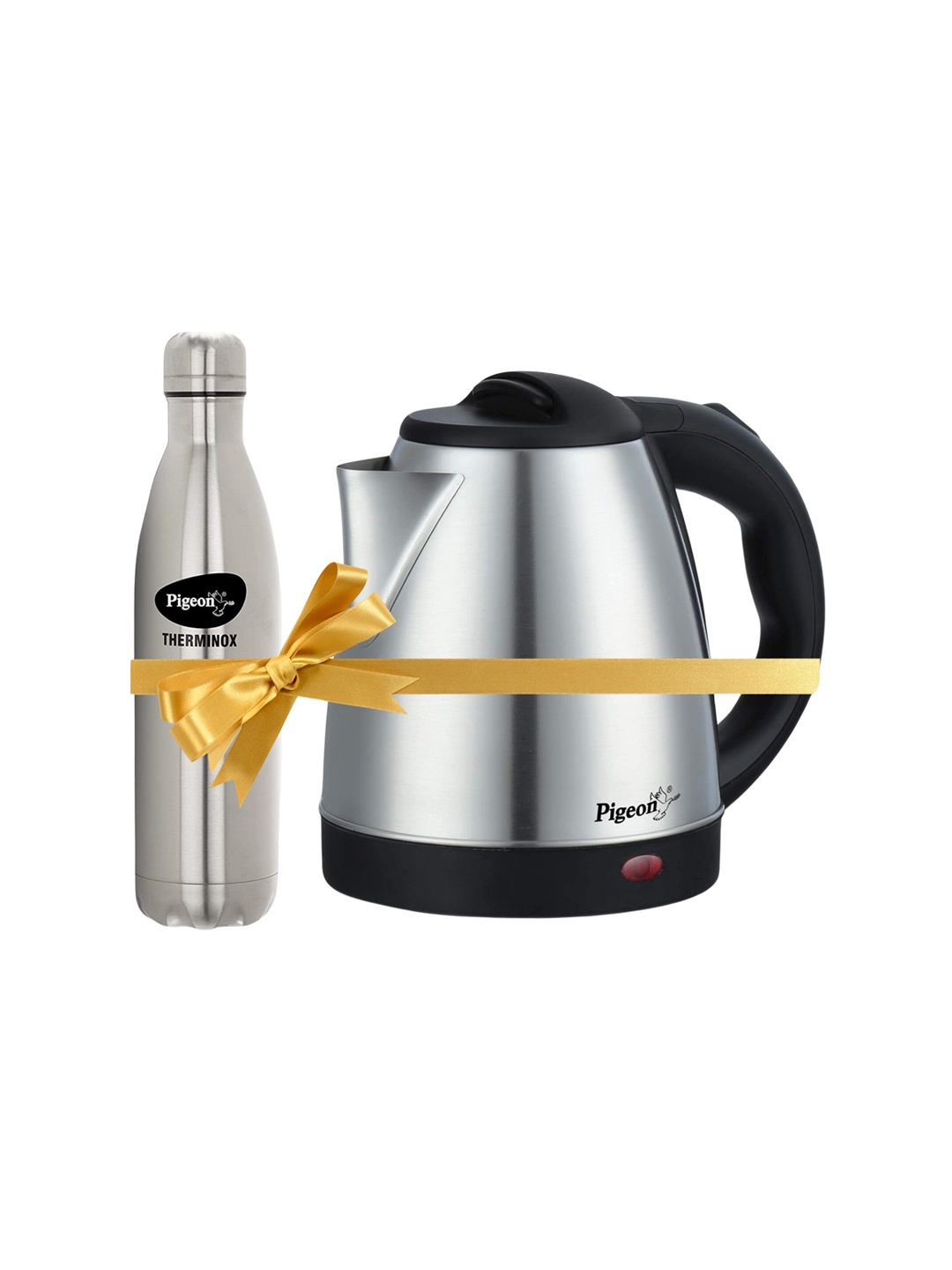 

Pigeon Stainless Steel Rust Proof Electric Kettle With Water Bottle, Silver
