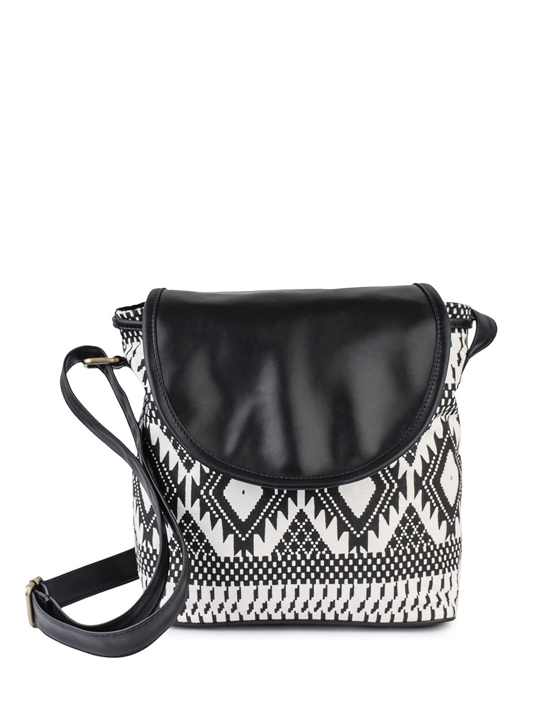 

Anouk Black & White Abstract Printed Oversized Structured Shoulder Bag