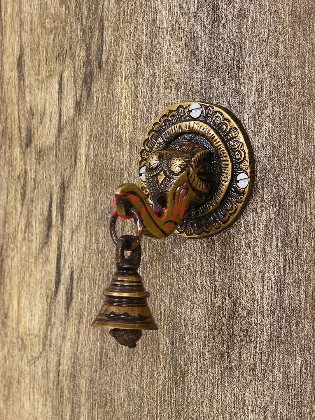 

eCraftIndia Bronze Toned Lord Ganesha Antique Brass Wall Hanging with Bell