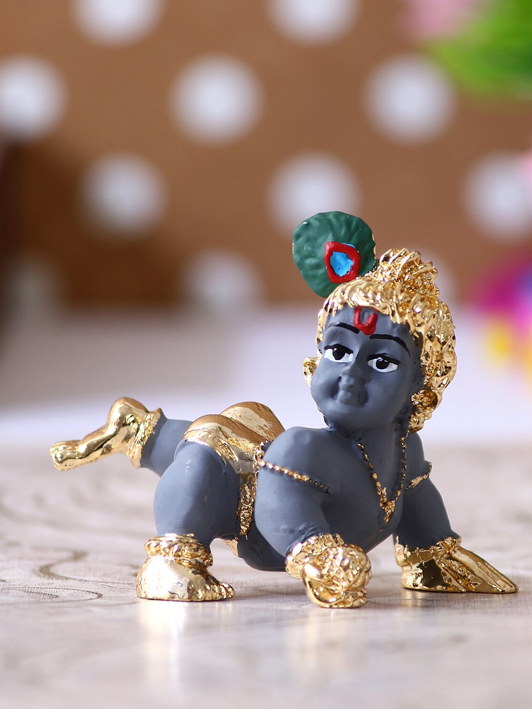 

eCraftIndia Grey Textured Lord Krishna Decorative Showpiece