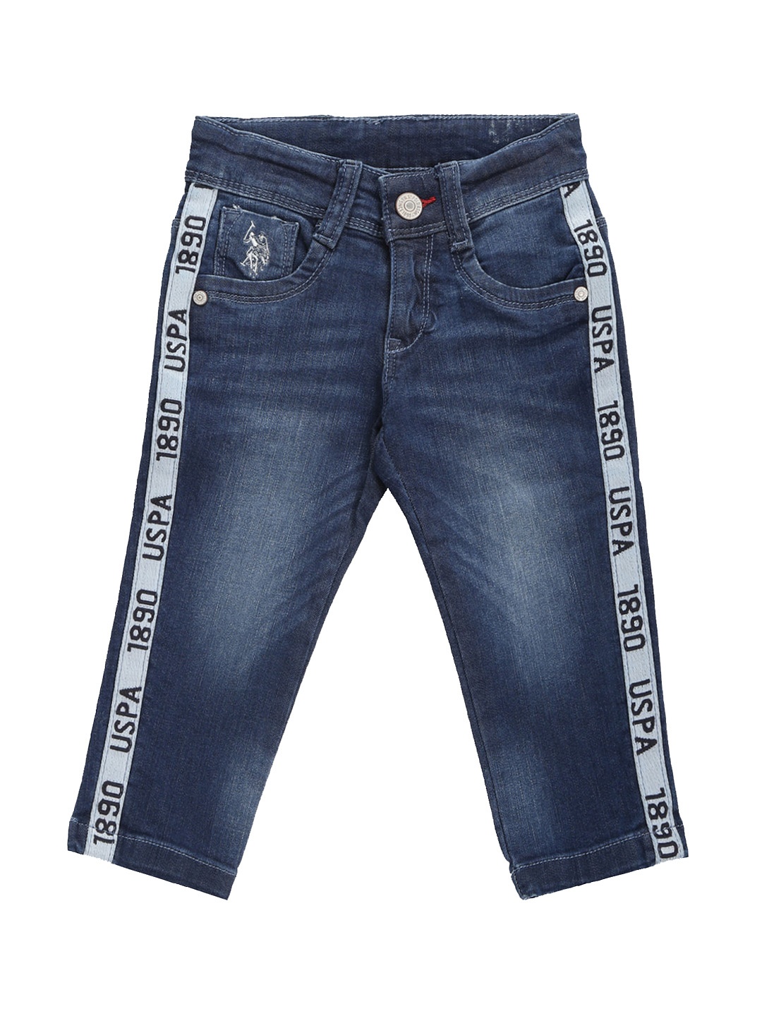 

U.S. Polo Assn. Kids Boys Slim Fit Mid Rise Light Fade Stretchable Jeans, Blue