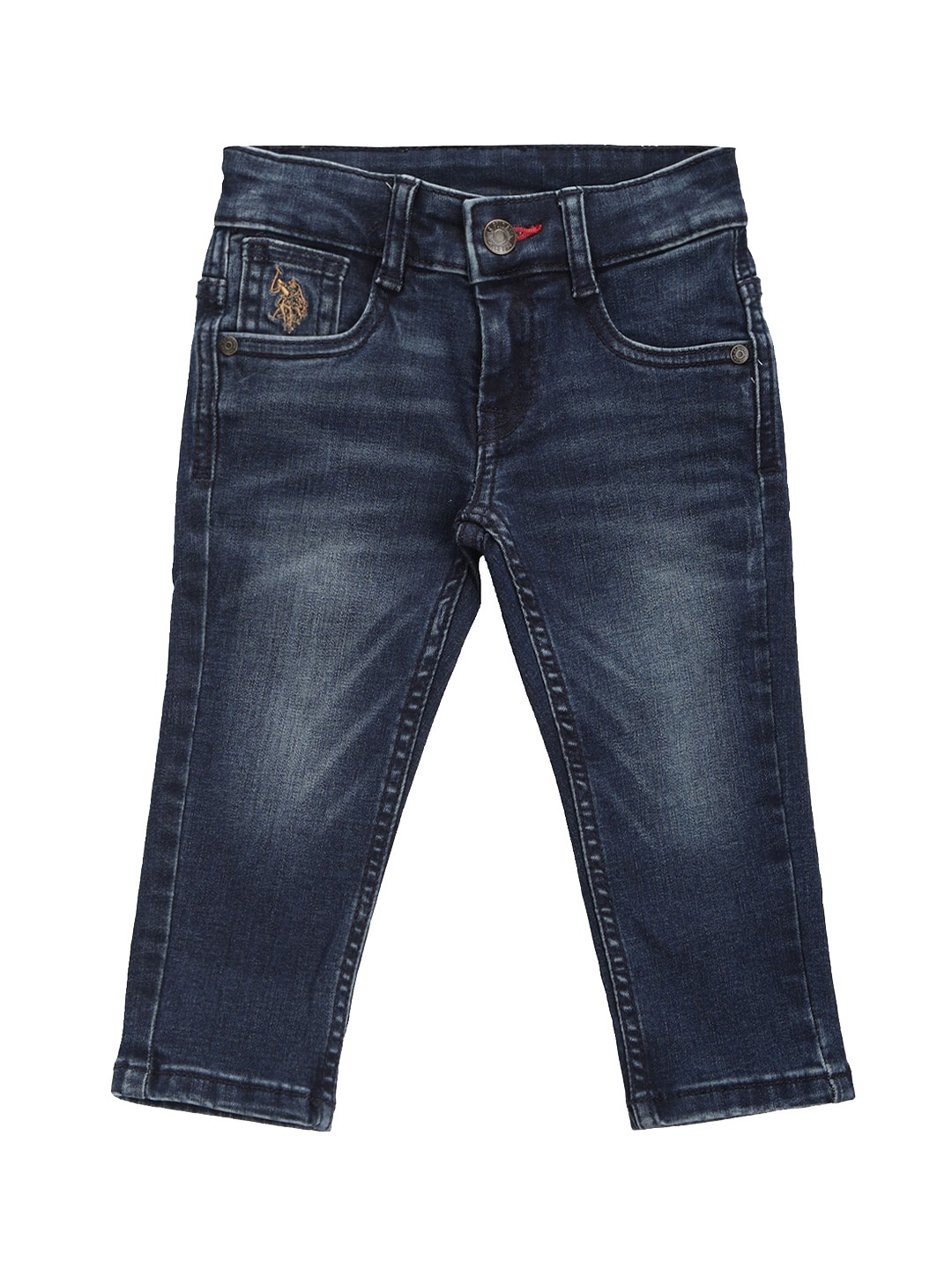 

U.S. Polo Assn. Kids Boys Slim Fit Mid Rise Light Fade Stretchable Jeans, Blue