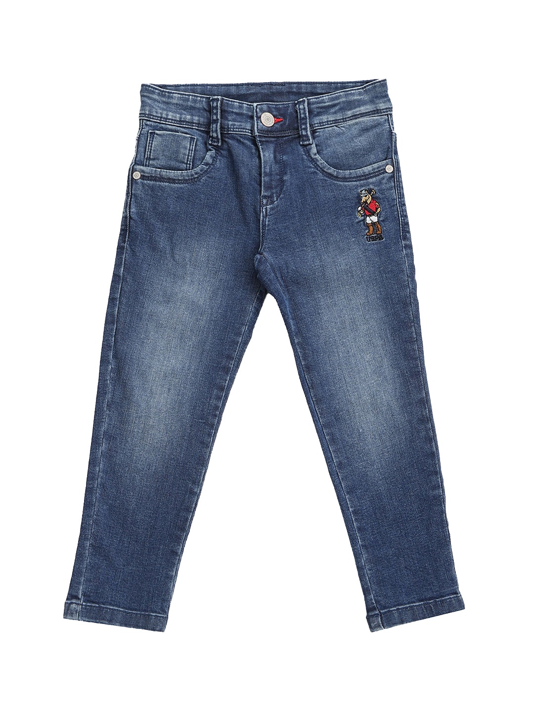 

U.S. Polo Assn. Kids Boys Skinny Fit Light Fade Applique Stretchable Jeans, Blue