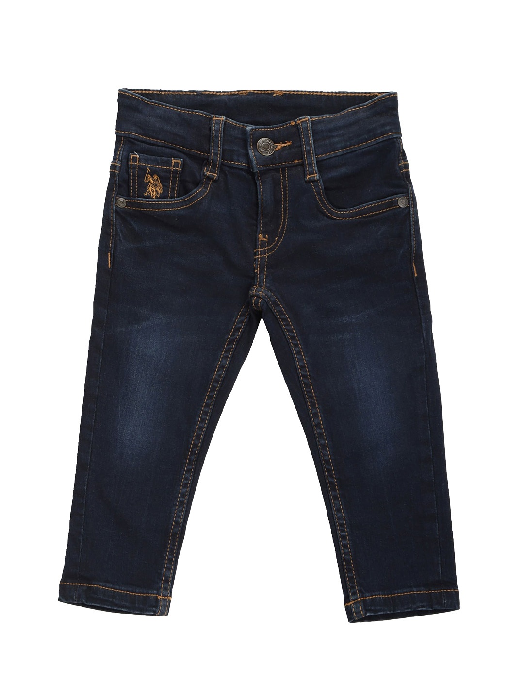 

U.S. Polo Assn. Kids Boys Slim Fit Mid Rise Light Fade Stretchable Jeans, Blue