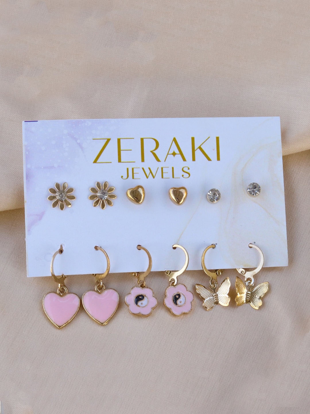 

Zeraki Jewels Set Of 6 Rose Gold-Plated Contemporary Earrings