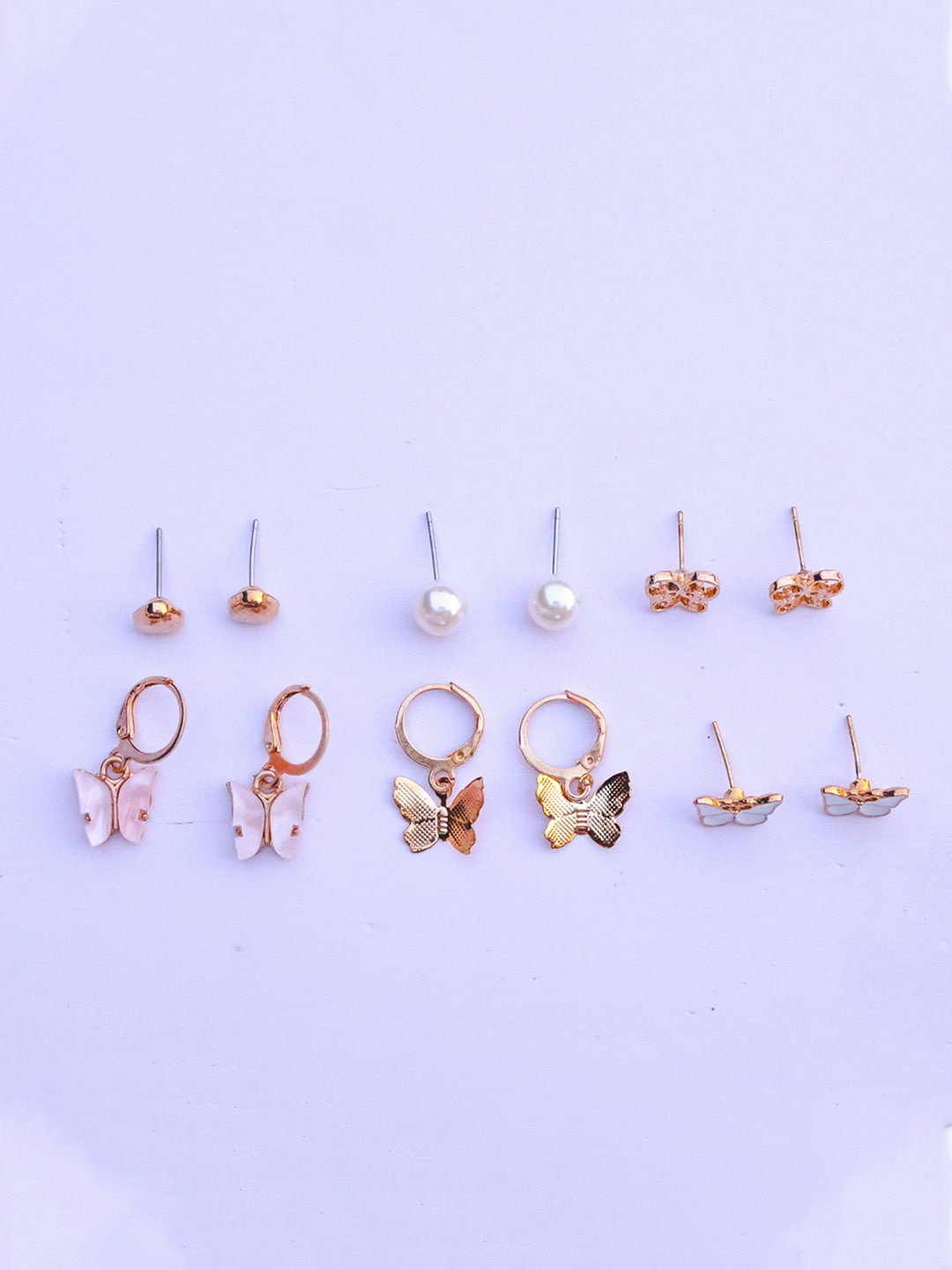 

Zeraki Jewels Set Of 6 Gold-Plated Contemporary Earrings