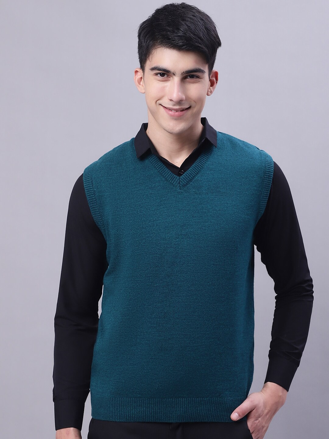 

VENITIAN V-Neck Acrylic Sweater Vest, Teal