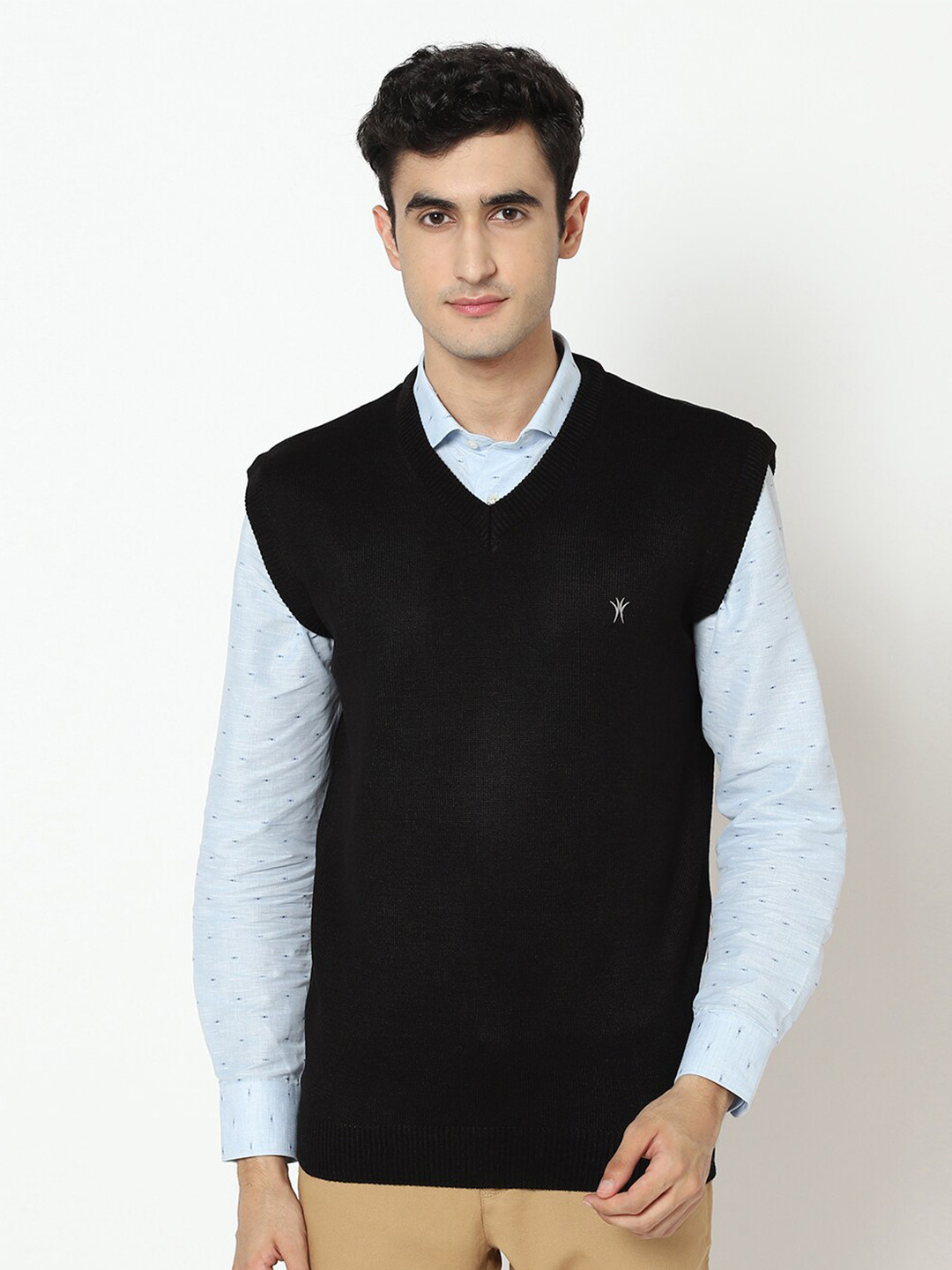

VENITIAN V-Neck Acrylic Sweater Vest, Black