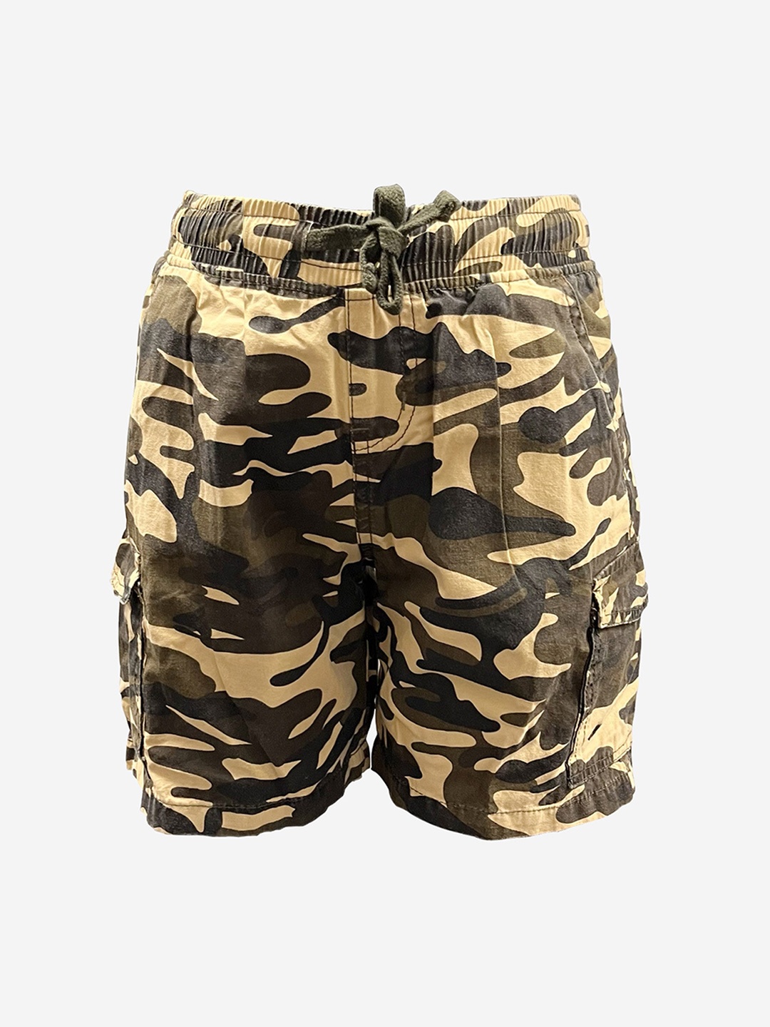 

BONKIDS Boys Camouflage Printed Cotton Cargo Shorts, Olive