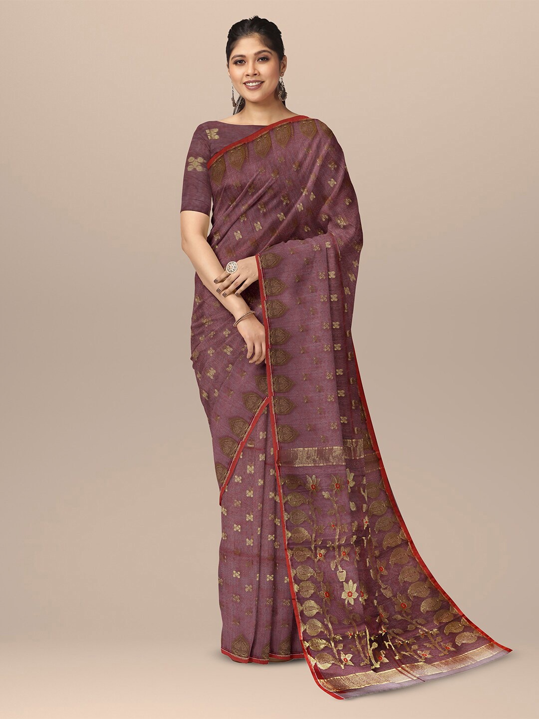 

SARIKA Ethnic Motifs Woven Design Zari Saree, Maroon