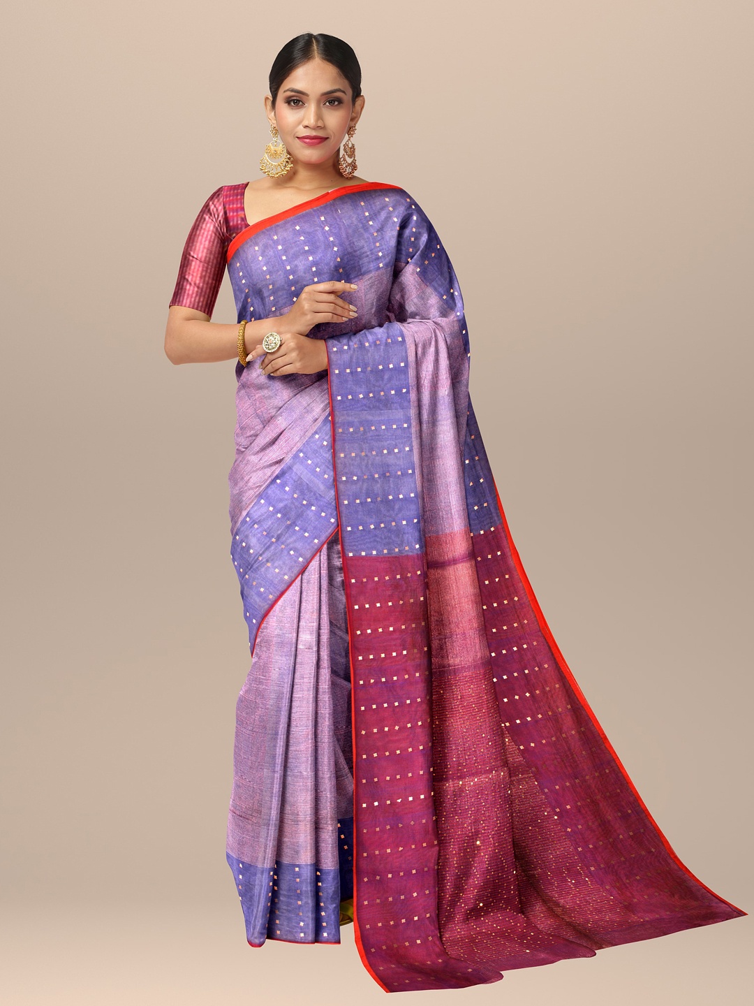 

SARIKA Embellished Border Saree, Blue