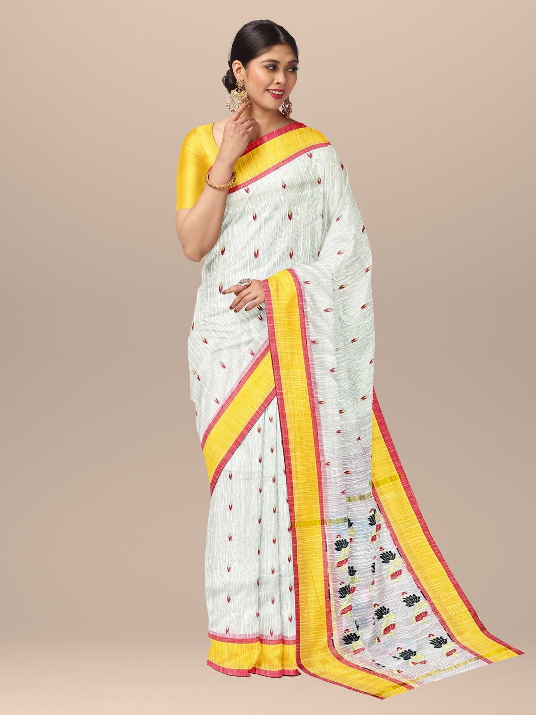 

SARIKA Ethnic Motifs Woven Design Organza Saree, Off white