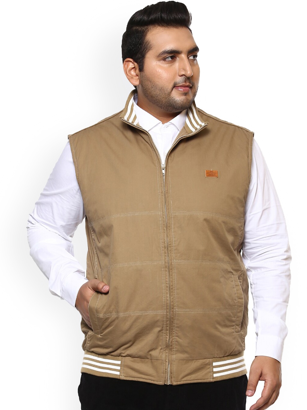 

John Pride Plus Size Bomber Jacket, Beige