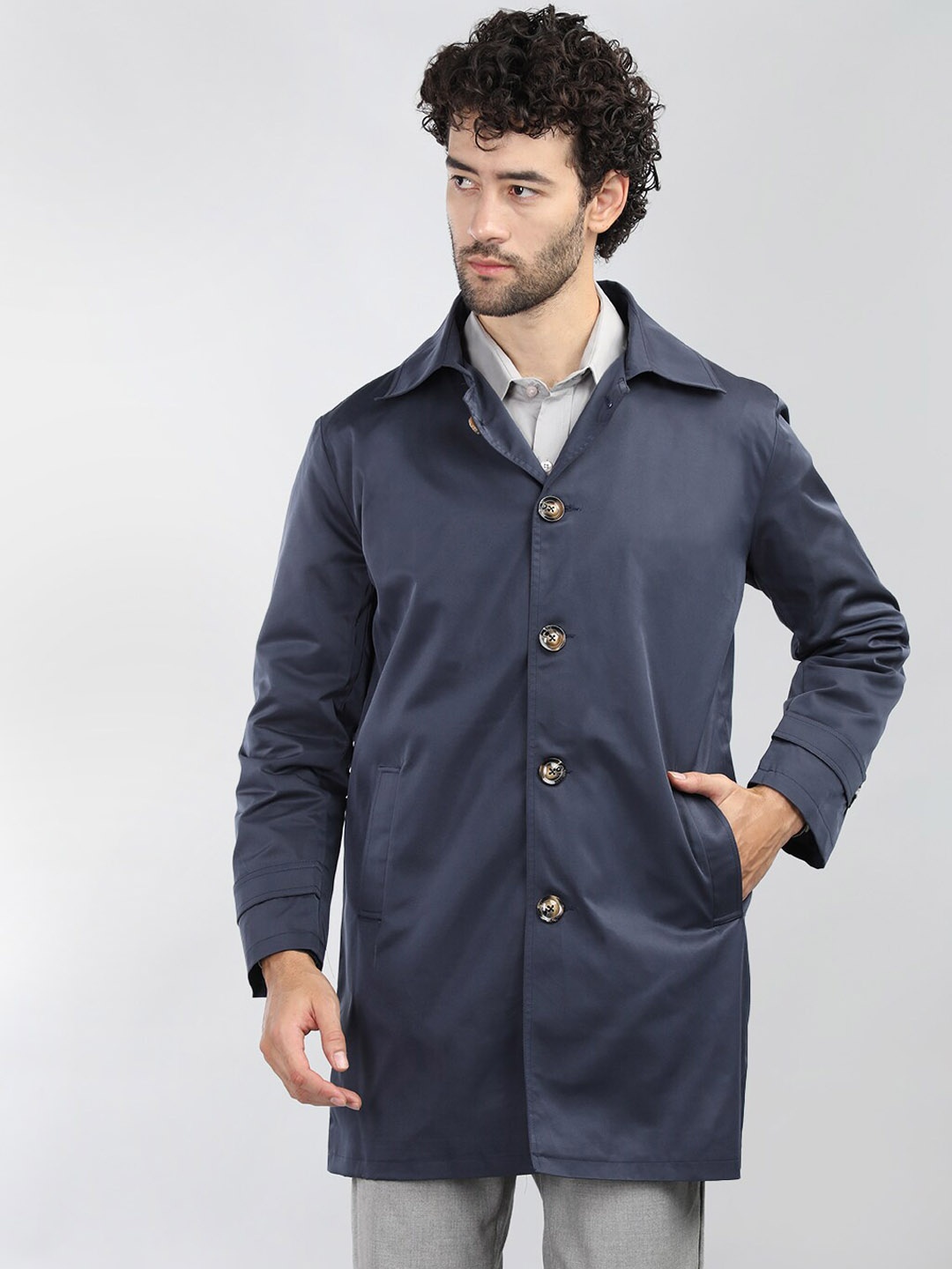 

Dlanxa Single-Breasted Overcoat, Navy blue