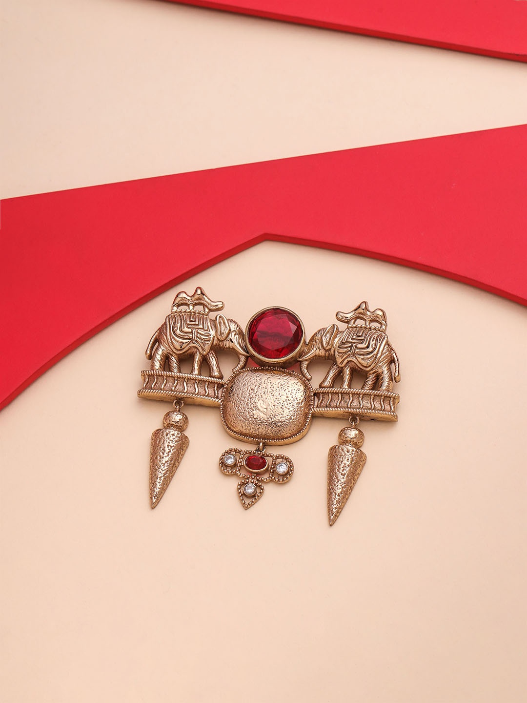 

COSA NOSTRAA Men Stone-Studded Brooch, Gold