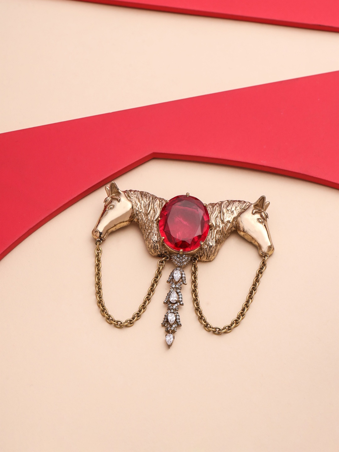 

COSA NOSTRAA Men Stone-Studded Brooch, Gold