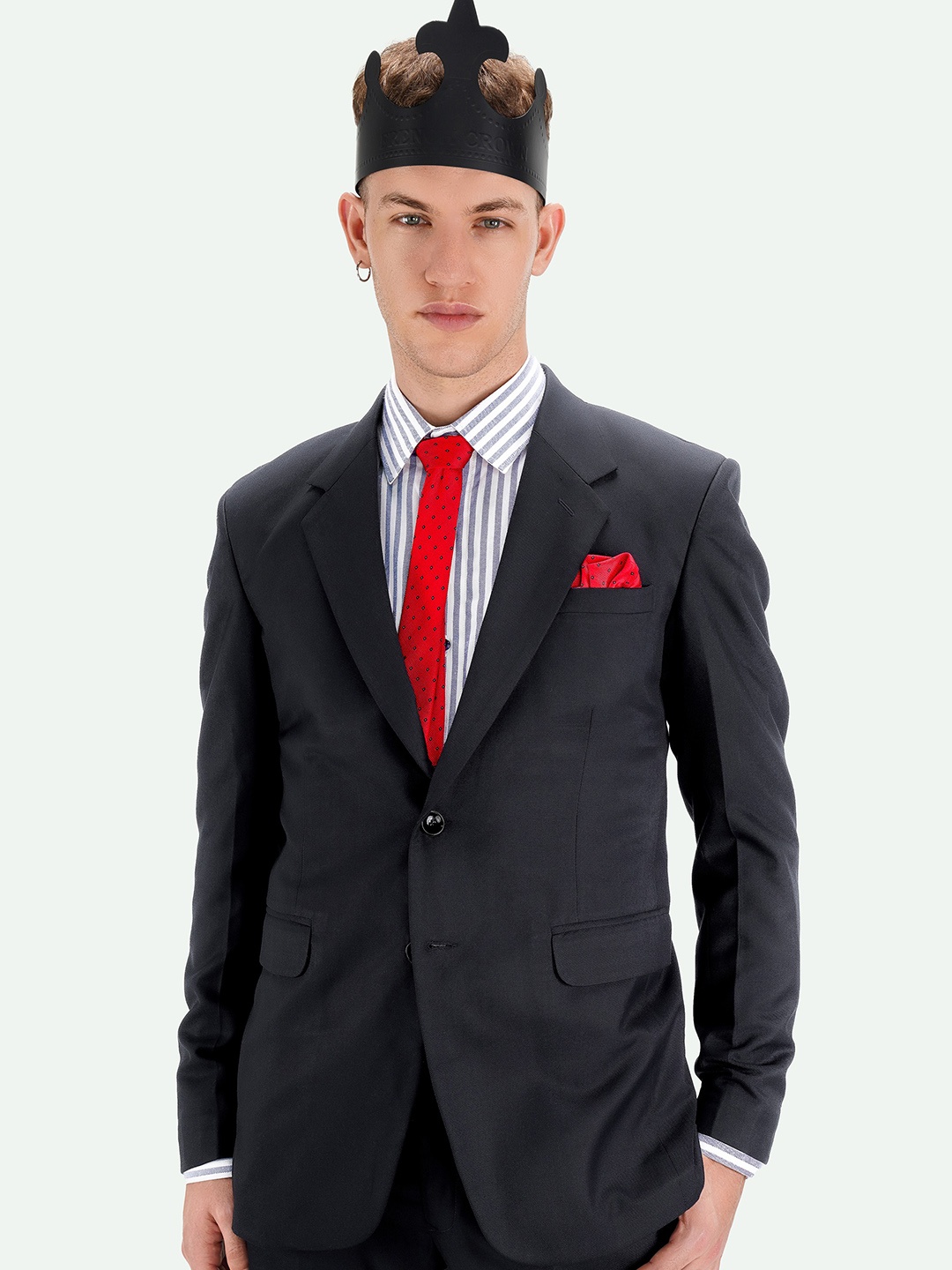 

FRENCH CROWN Single Breasted Wool Formal Blazer, Blue