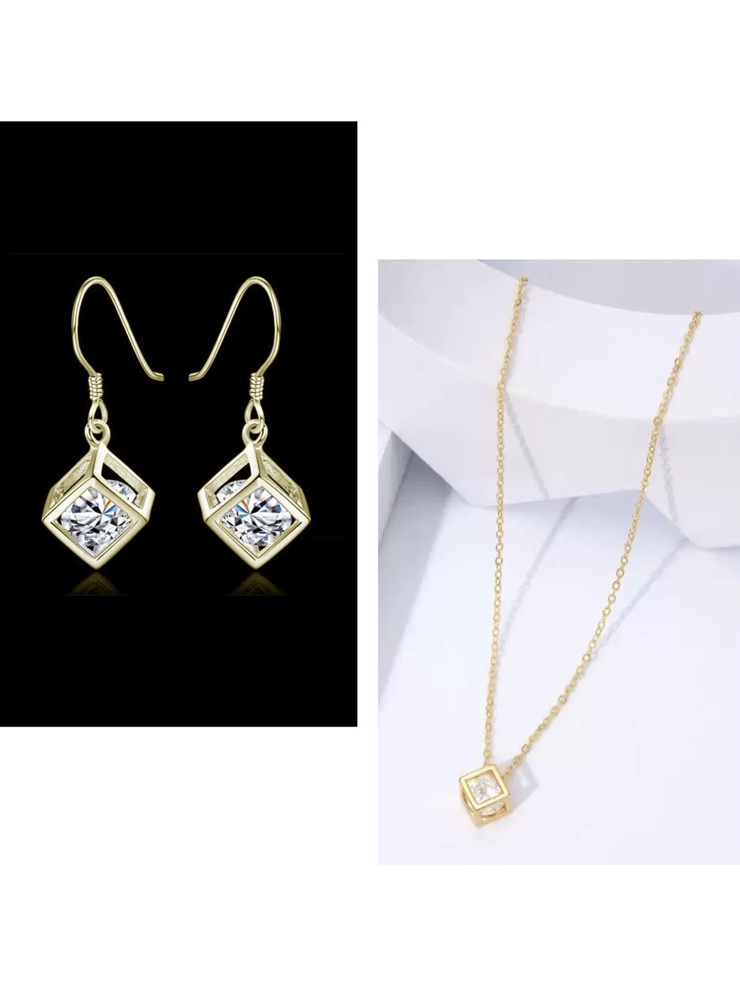 

MYKI Gold-Plated CZ Studded Jewellery Set