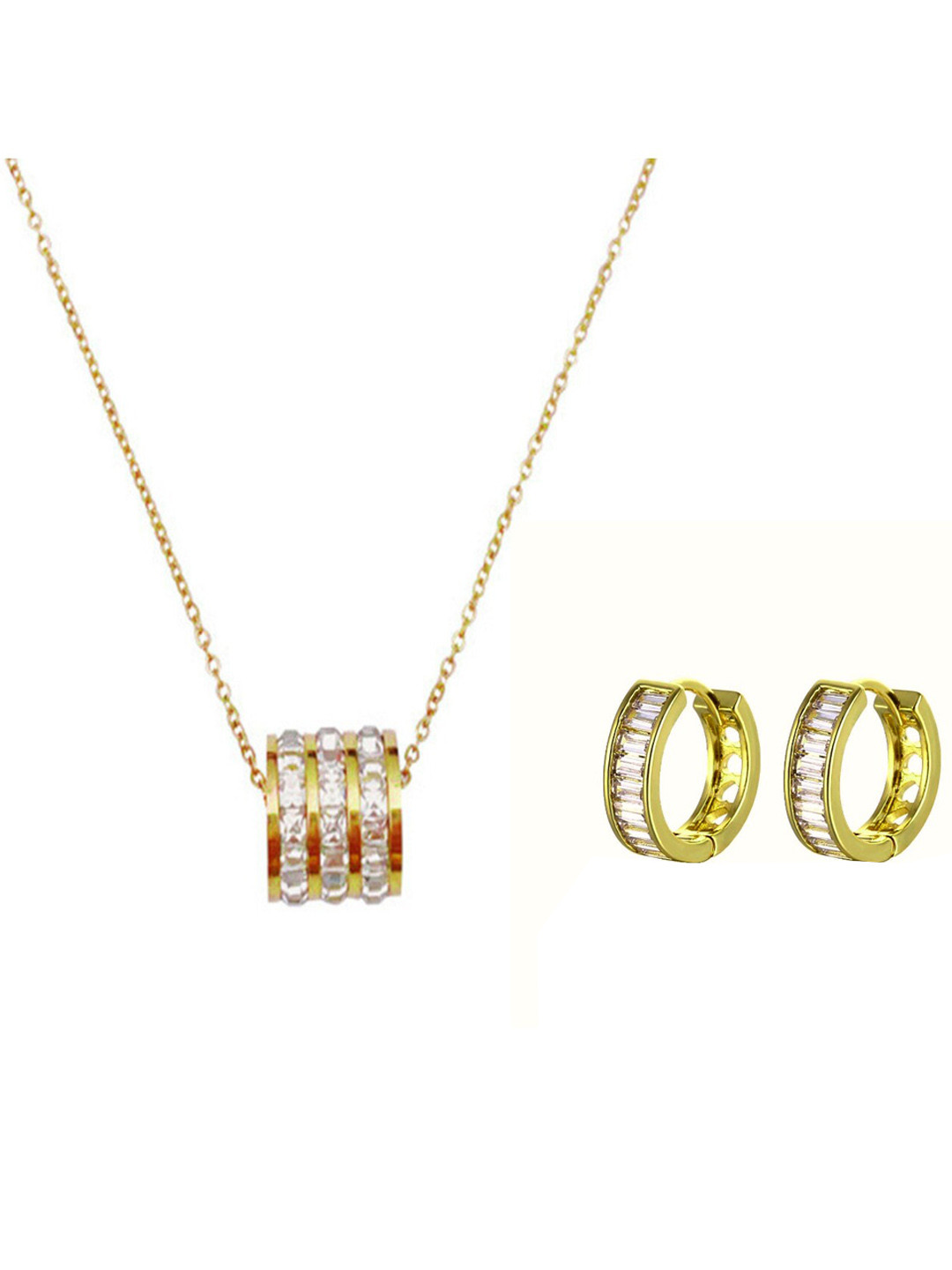 

MYKI Gold-Plated CZ Studded Jewellery Set