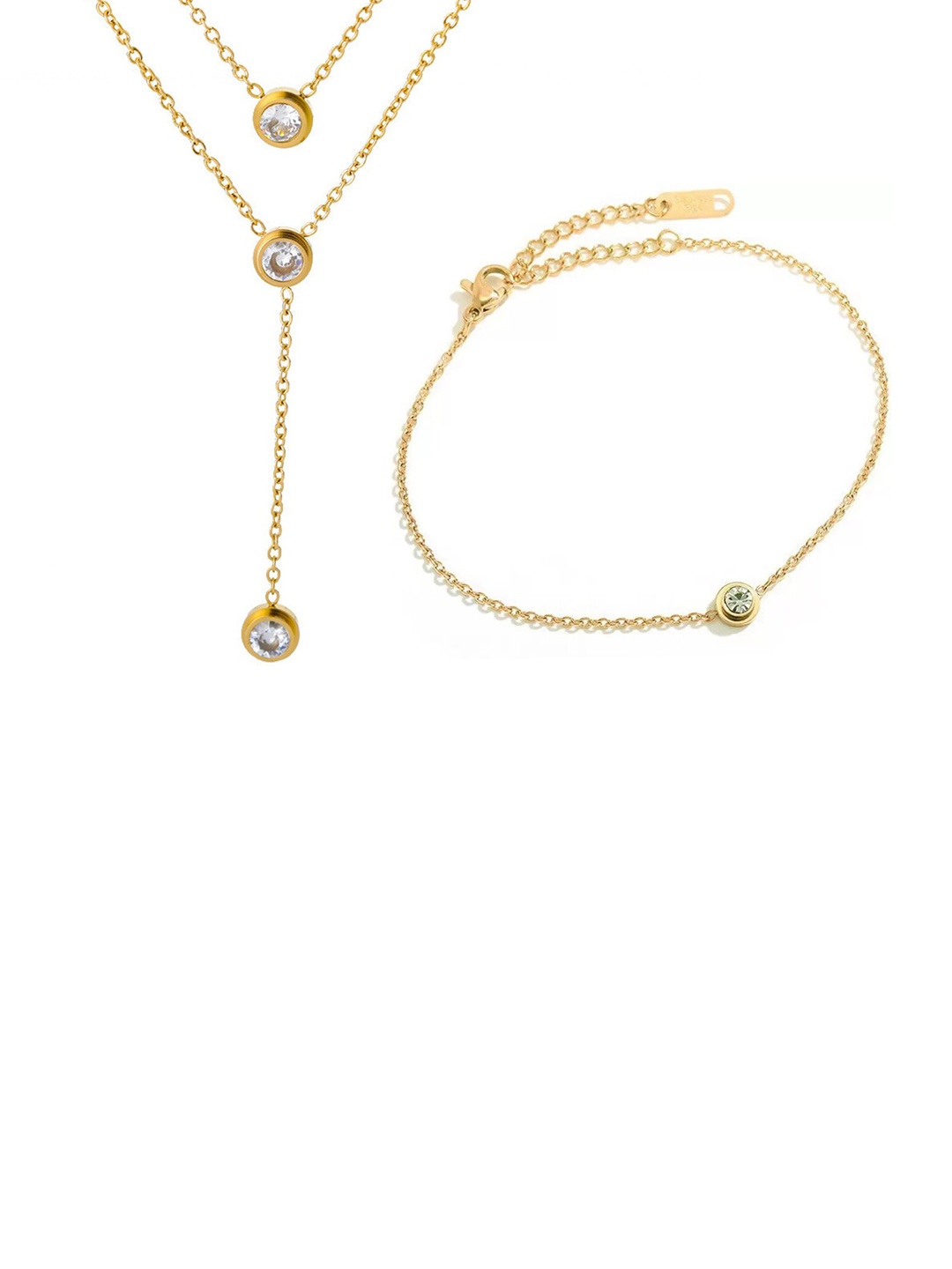 

MYKI Rose Gold-Plated CZ Stone- Studded Jewellery Set