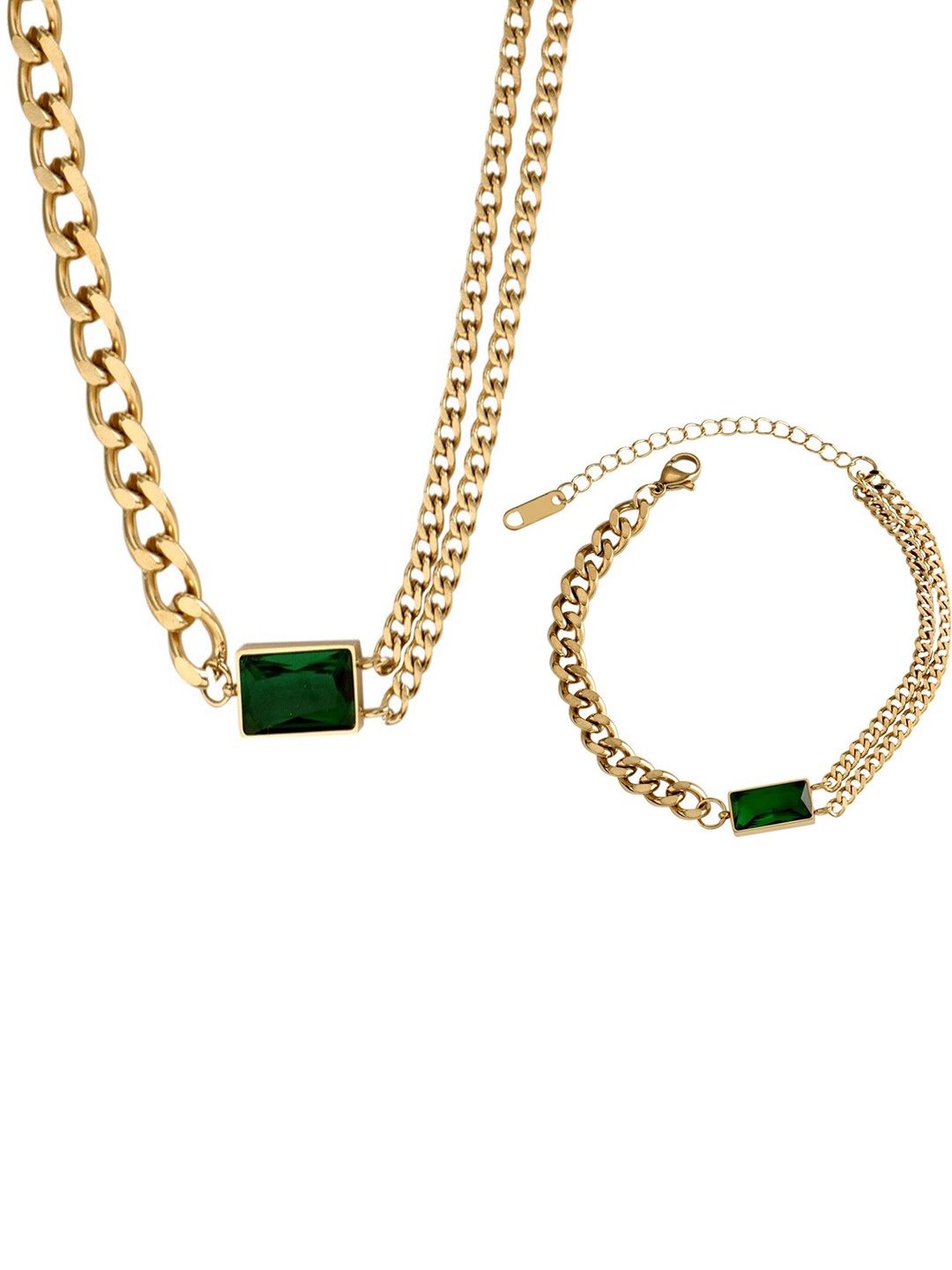 

MYKI Gold-Plated CZ Studded Jewellery Set