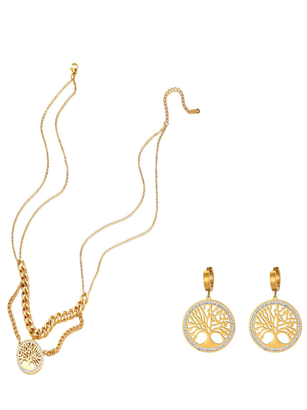 

MYKI Gold-Plated CZ Studded Jewellery Set