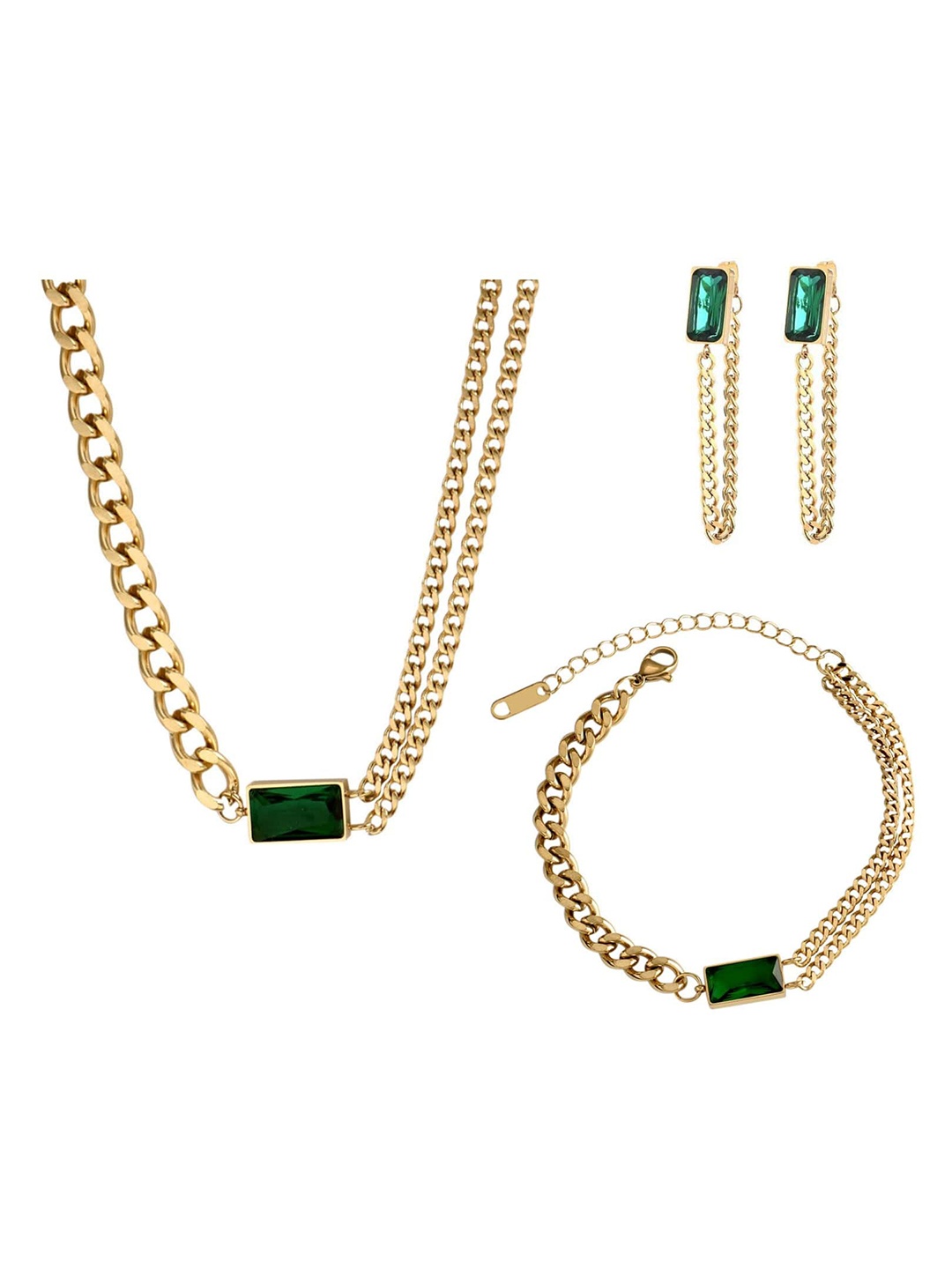 

MYKI Gold-Plated CZ Stone- Studded Jewellery Set