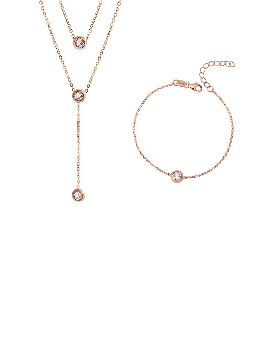 

MYKI Rose Gold-Plated CZ-Studded Jewellery Set