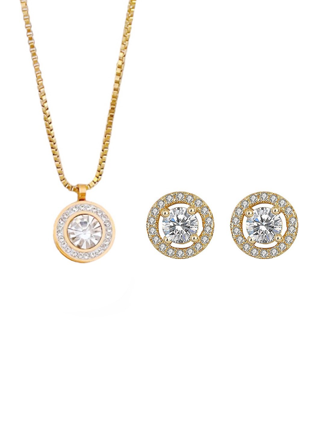 

MYKI Gold-Plated CZ Studded Jewellery Set