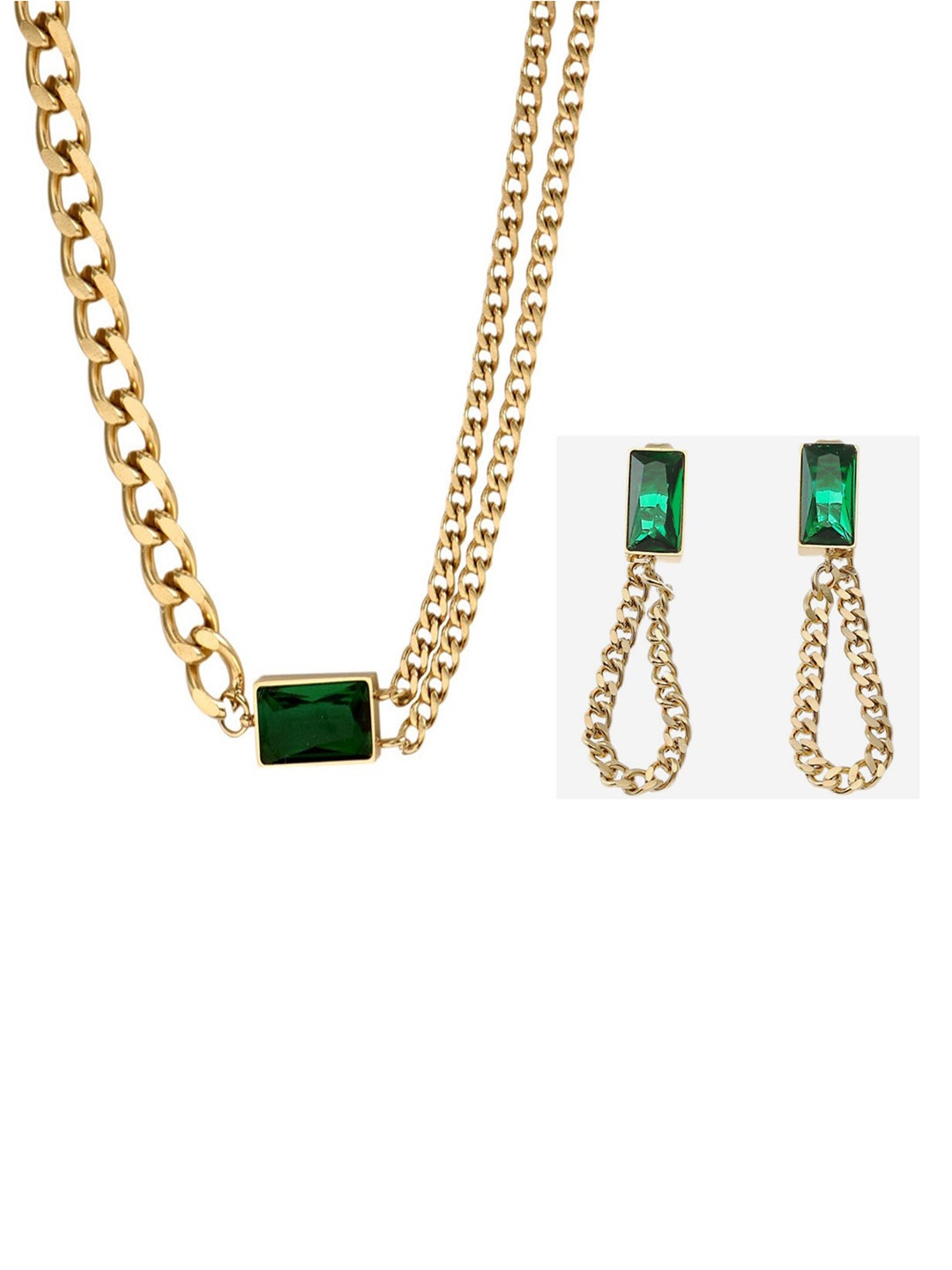 

MYKI Gold-Plated CZ Studded Jewellery Set