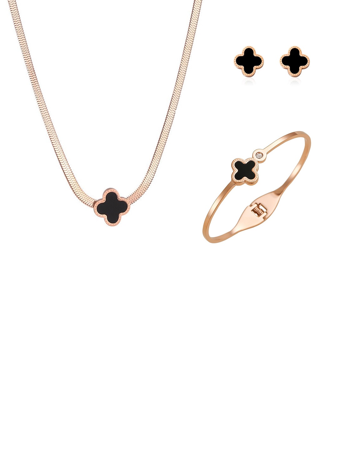 

MYKI Rose Gold-Plated CZ Studded Jewellery Set