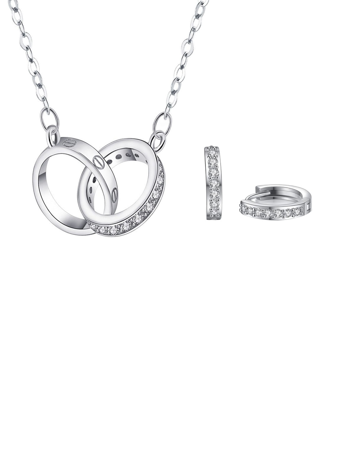 

MYKI Silver-Plated CZ Stone- Studded Jewellery Set