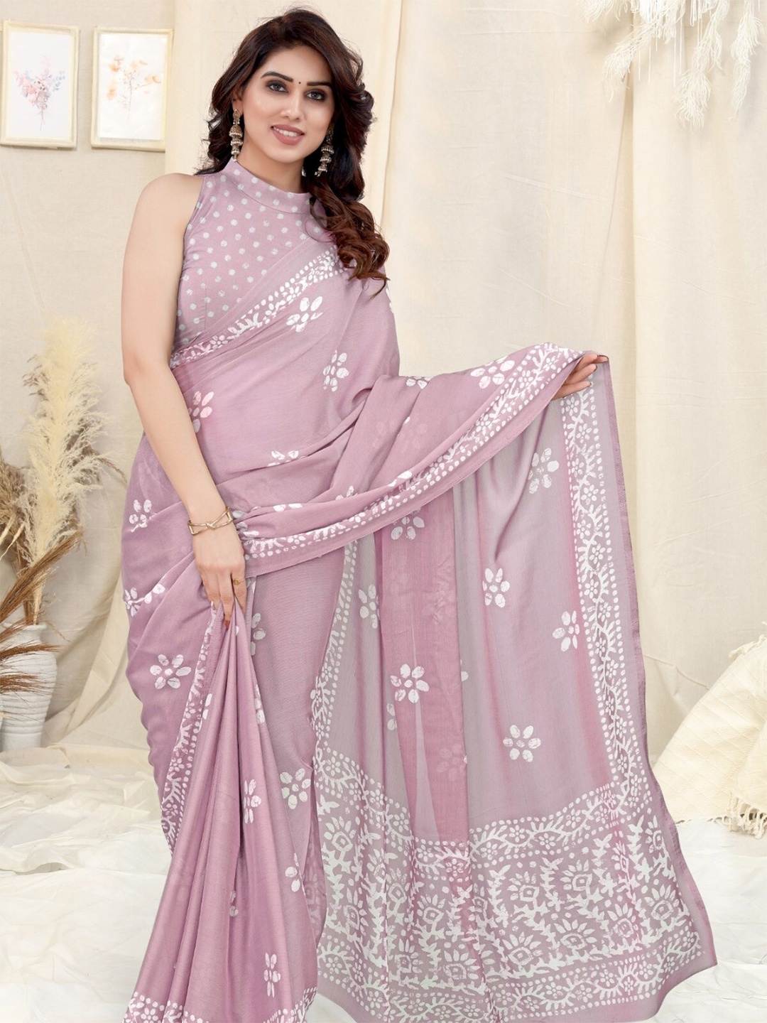 

Rangita Batik Printed Saree, Pink