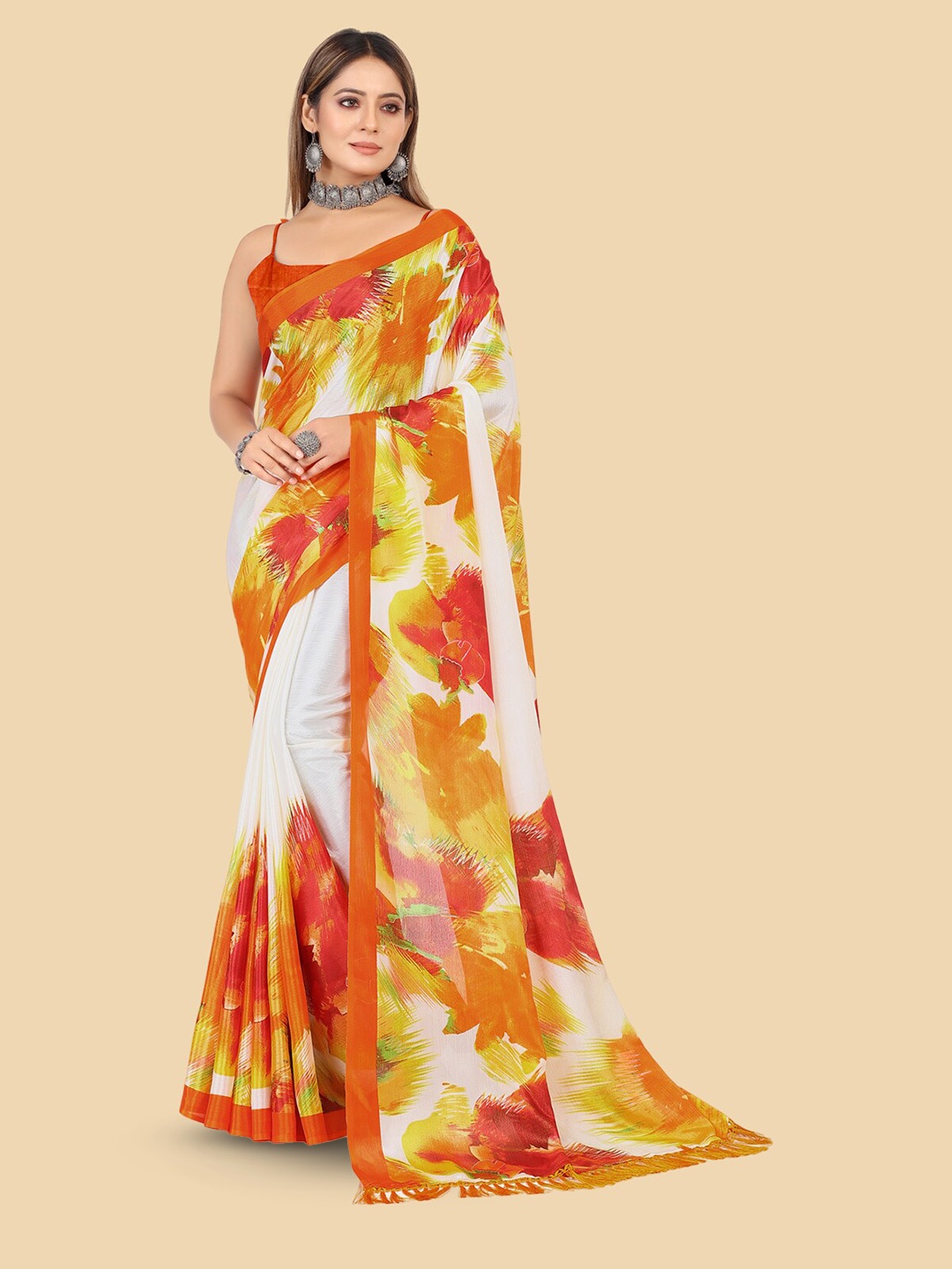 

Rangita Abstract Printed Saree, Orange