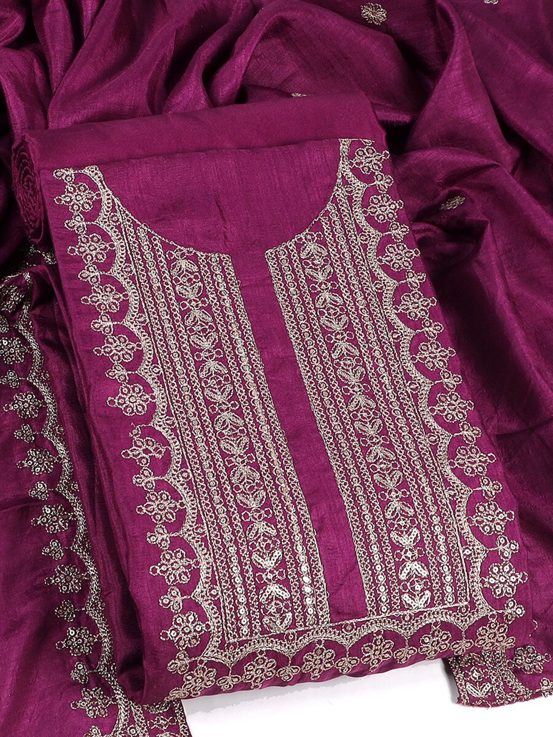 

Sun Fashion And Lifestyle Ethnic Embroidered Unstitched Dress Material, Pink