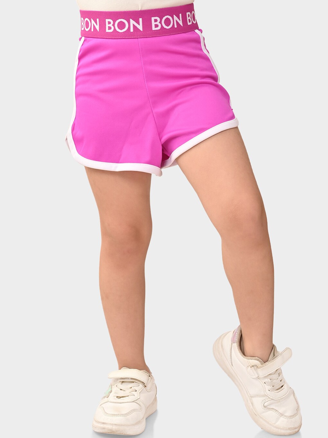 

BONKIDS Girls Pink Loose Fit Low-Rise Sports Shorts