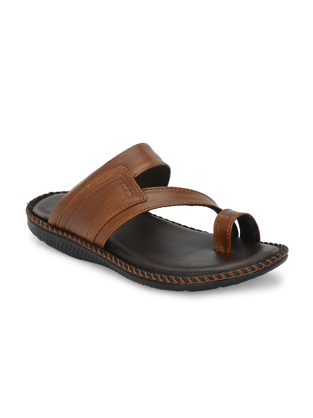 

Azzaro Black Men One Toe Comfort Sandals, Tan