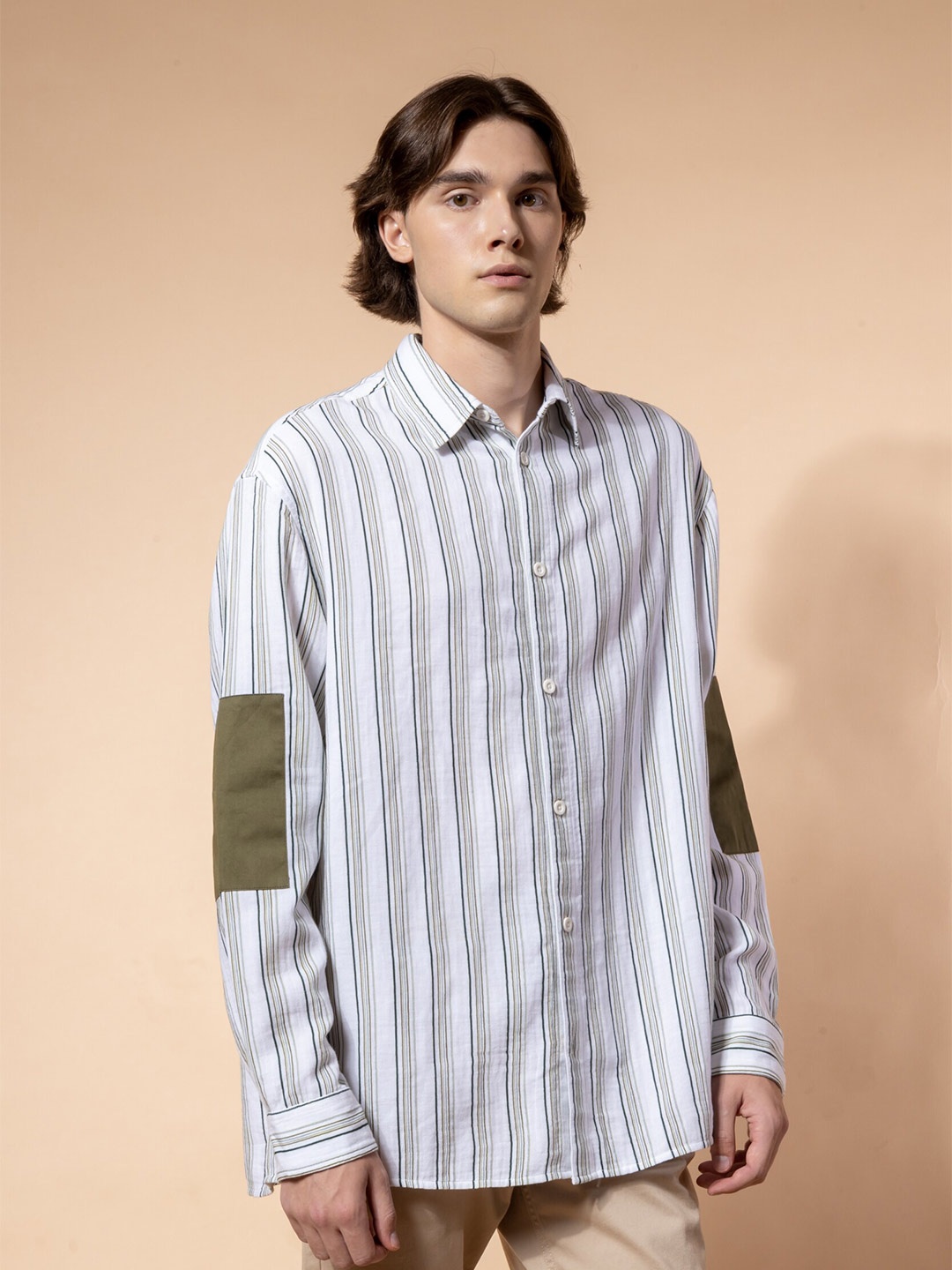 

H&M Full Sleeve Striped Shirt, Green