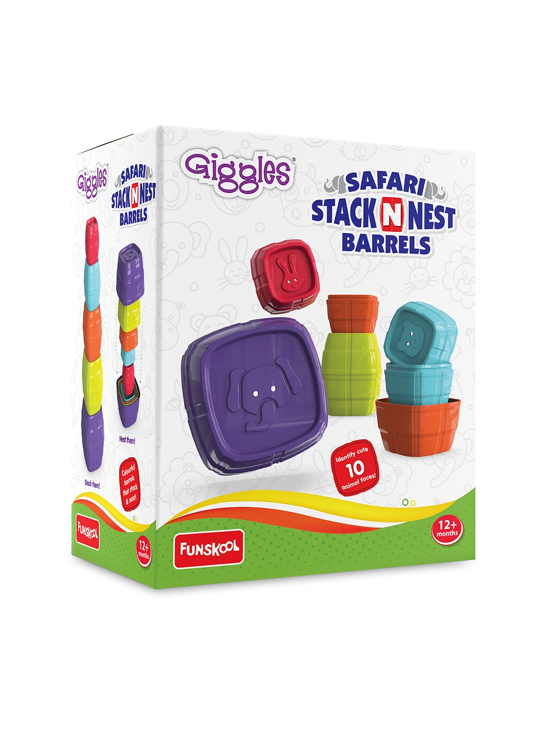 

Giggles Kids Safari Stack & Nest Barrels For Age 12+ Months, Green