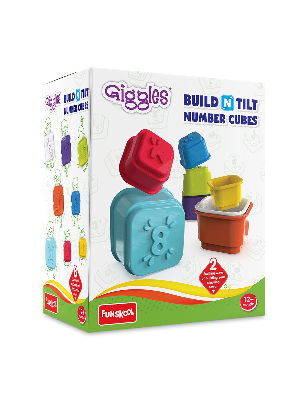 

Giggles Kids Build N Tilt Number Cubes For Ages 1+ Years, Green
