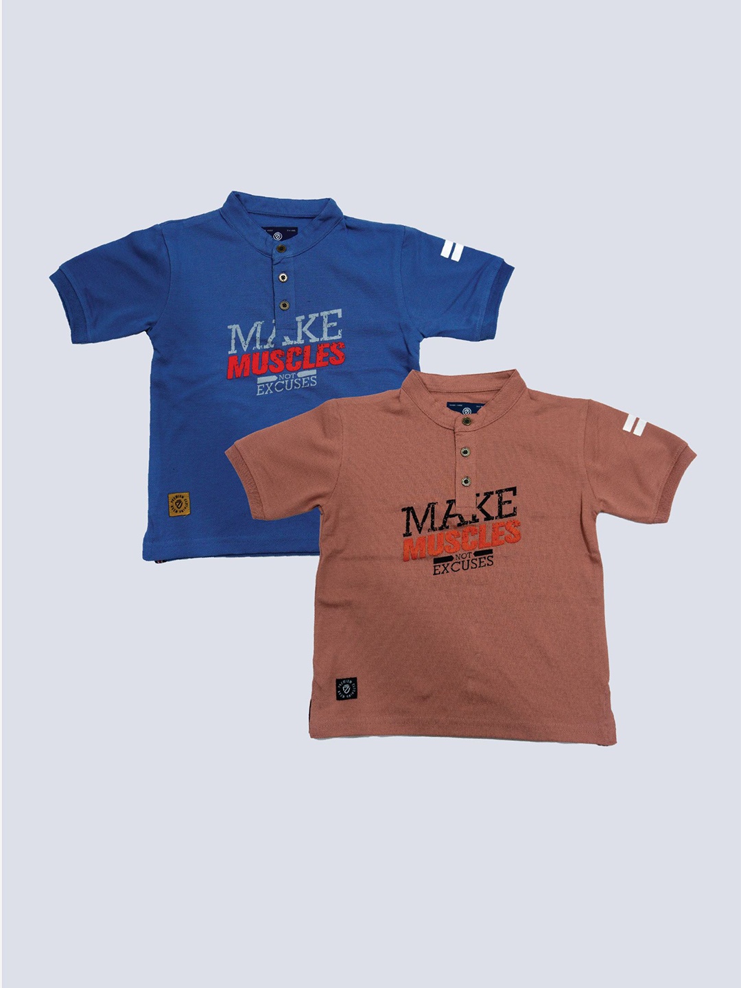 

BAESD Boys Pack Of 2 Printed Polo Collar Cotton Regular T-shirt, Blue