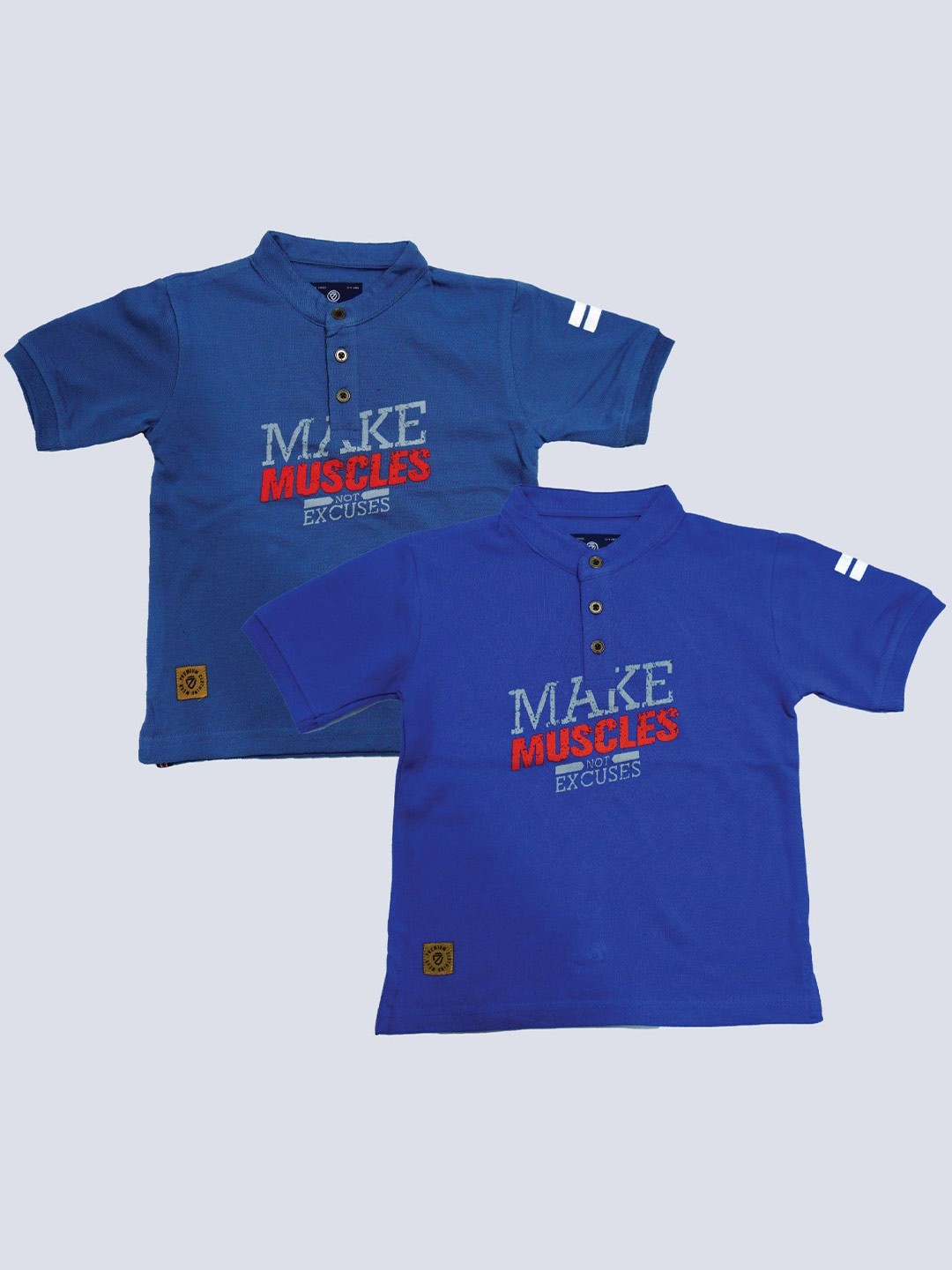 

BAESD Boys Pack Of 2 Typography Printed Henley Neck Cotton T-shirt, Blue