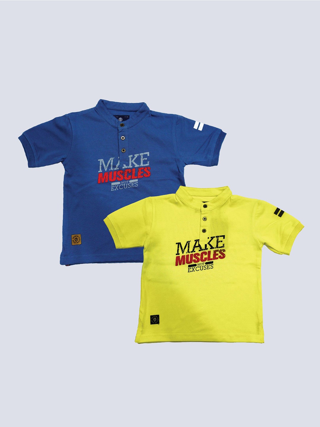 

BAESD Boys Multicoloured Typography 2 Printed Henley Neck Applique T-shirt, Multi