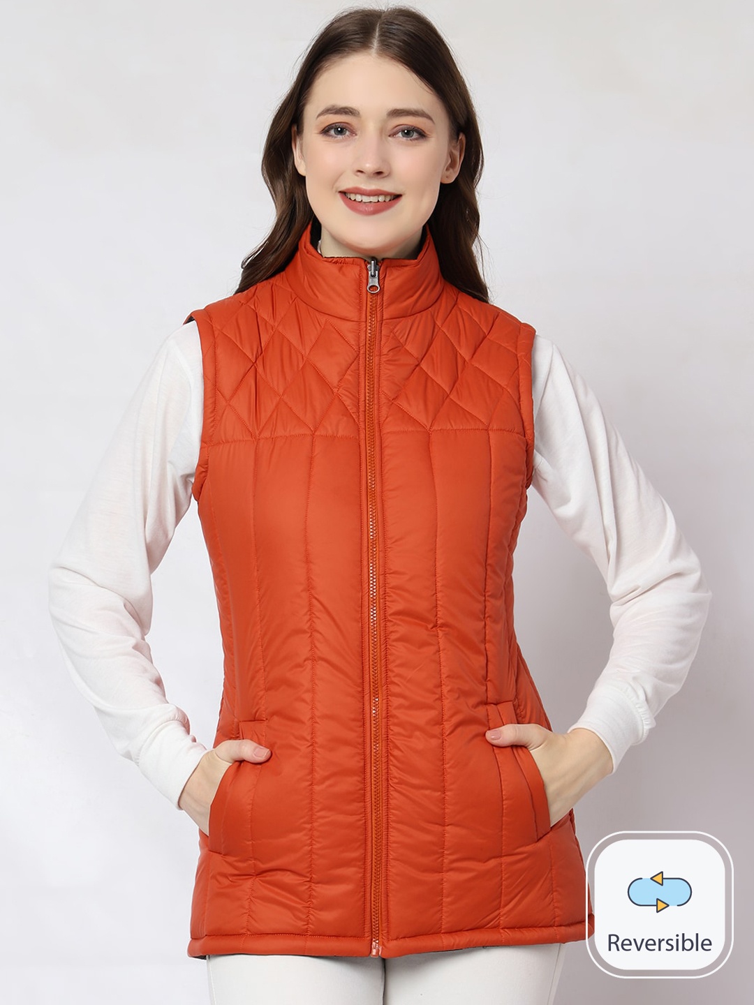 

CL SPORT Reversible Sleeveless Quilted Jacket, Rust