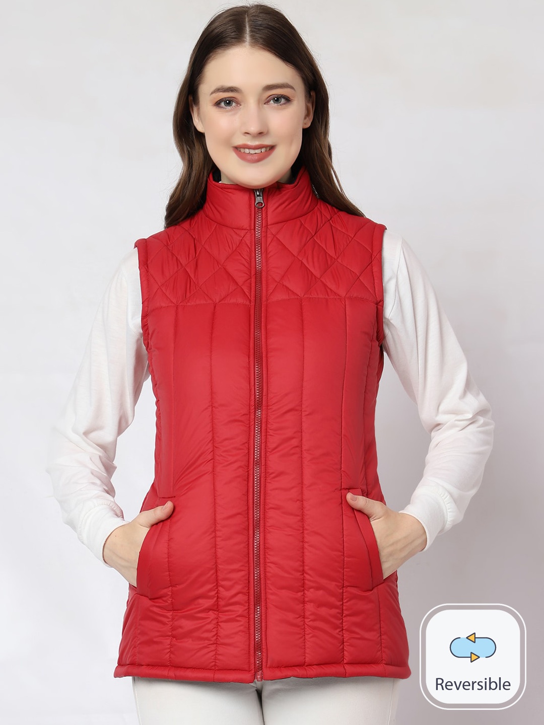 

CL SPORT Reversible Sleeveless Quilted Jacket, Red