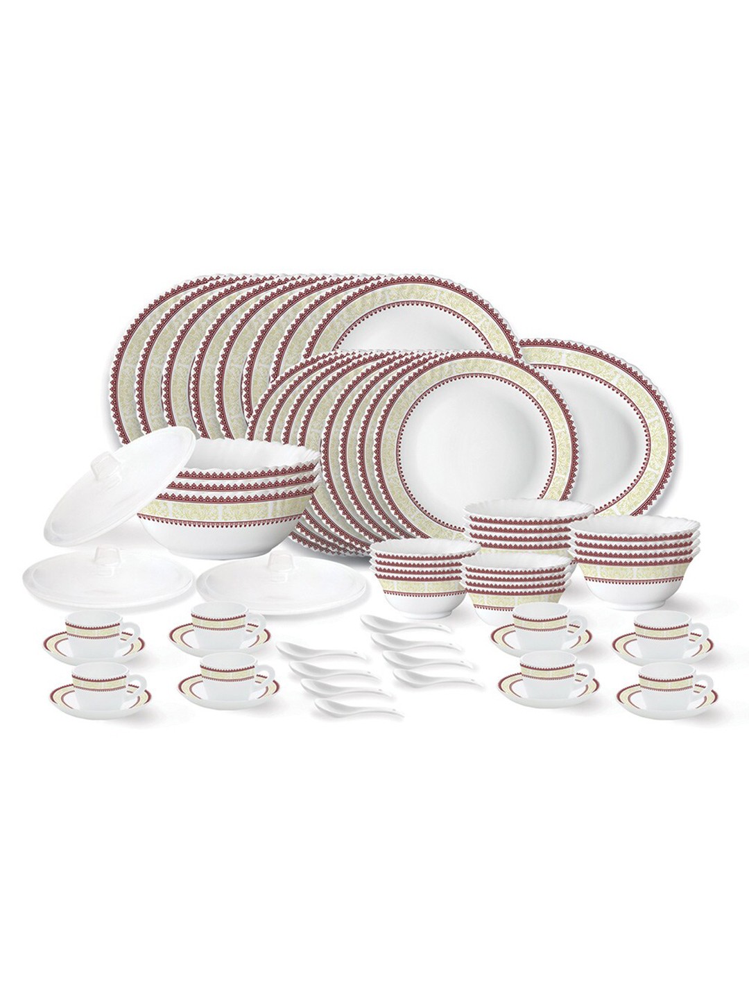 

Larah by BOROSIL 63 Pcs Fluted Elega Plates & Bowls Crockery Dinner Set, White