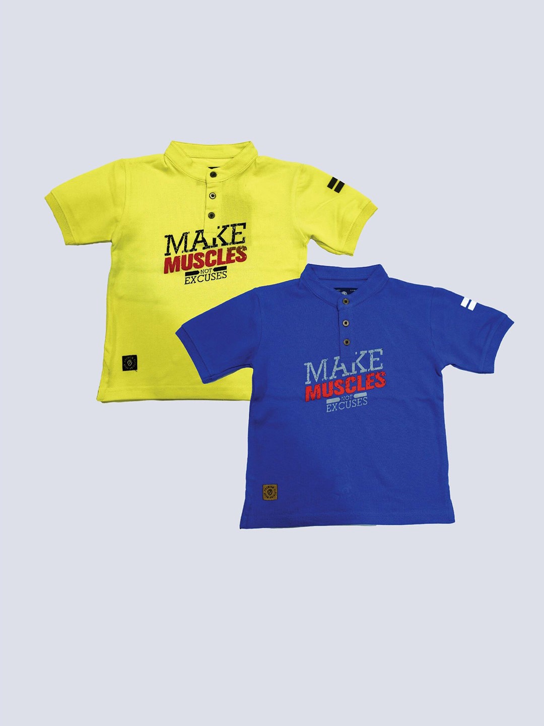 

BAESD Boys Pack Of 2 Typography Printed Polo Collar Cotton T-shirt, Blue