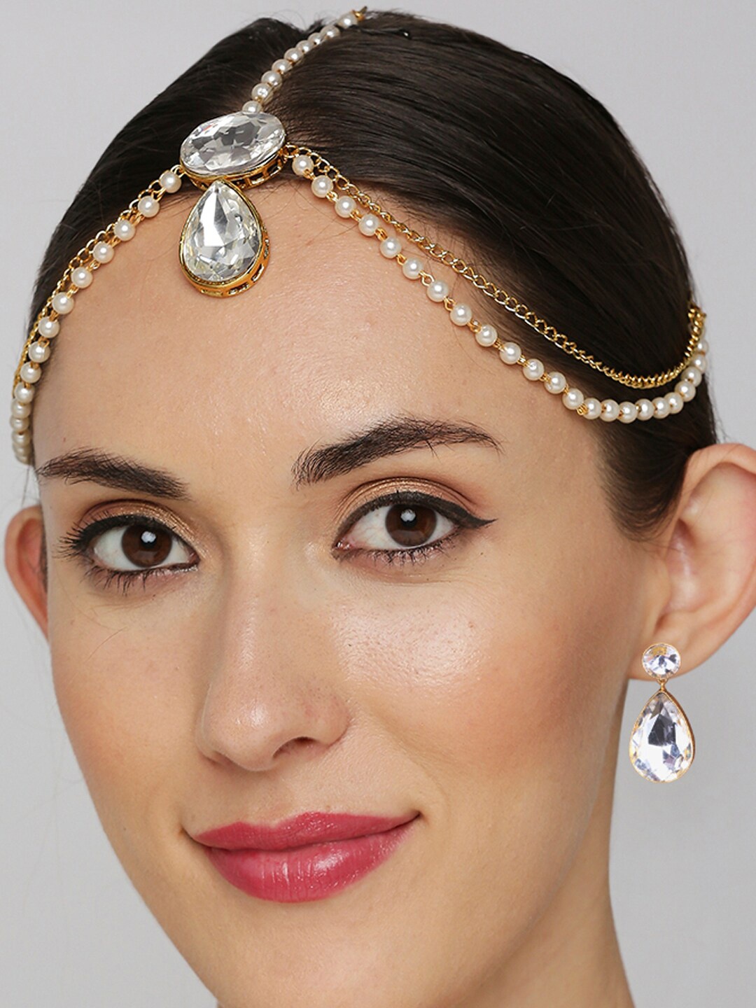 

OOMPH Gold-Plated Kundan-Studded Matha Patti, White