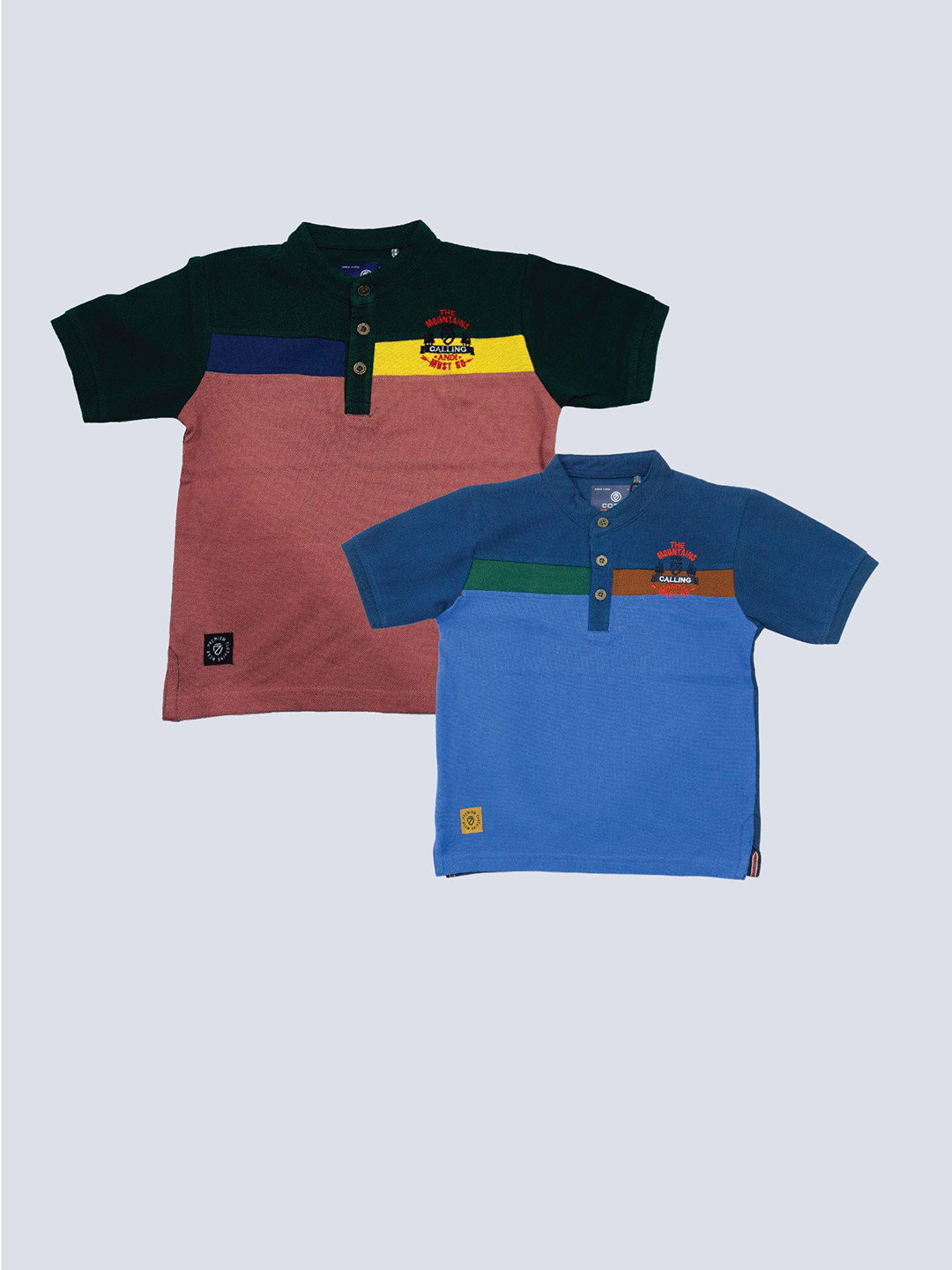 

BAESD Boys Pack Of 2 Colourblocked Polo Collar Short Sleeves Cotton T-shirt, Black